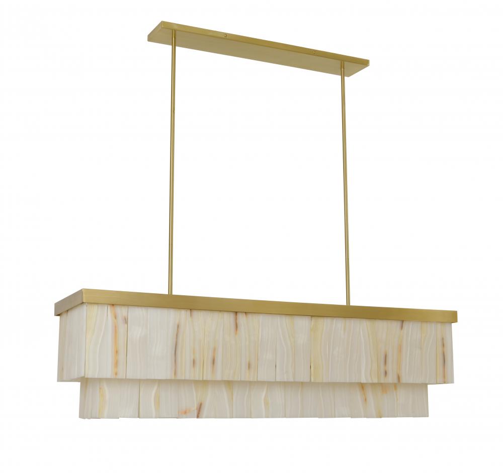 Beacon Lighting Elora 7 Light Rectangle Pendant in Brass with Jade Stone