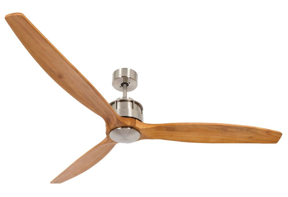 Lucci Air Akmani Brushed Chrome and Teak 60-inch DC Ceiling Fan