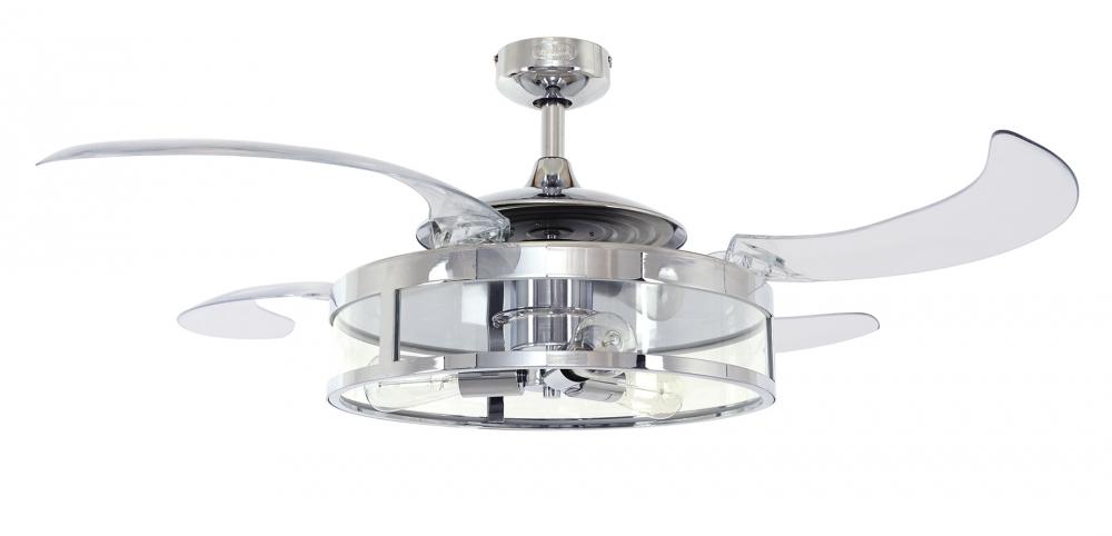 Fanaway Classic Chrome and Clear Retractable 4-blade 48-inch 3-light AC Ceiling Fan