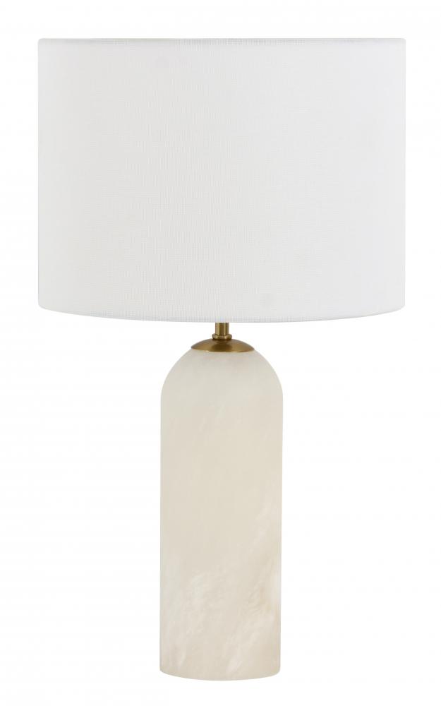 Beacon Lighting Firma 2 Light Table Lamp in Alabaster with White Linen Shade