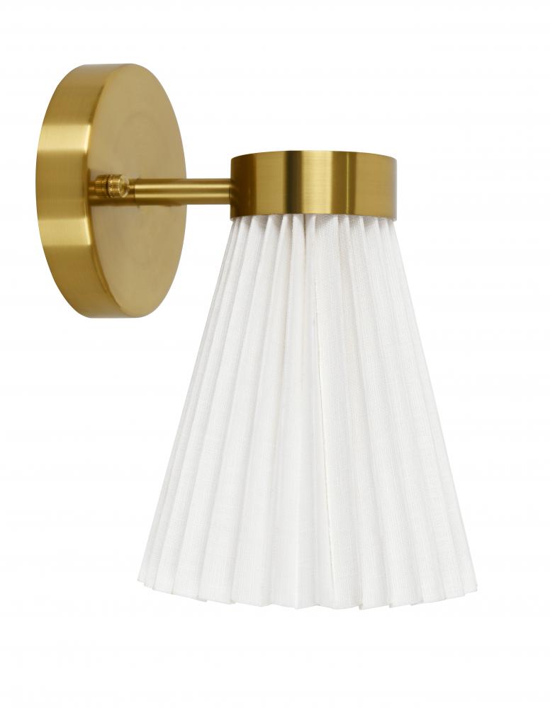 Beacon Lighting Amore 1 Light Pleated Wall Bracket in Brass with White Linen Shade