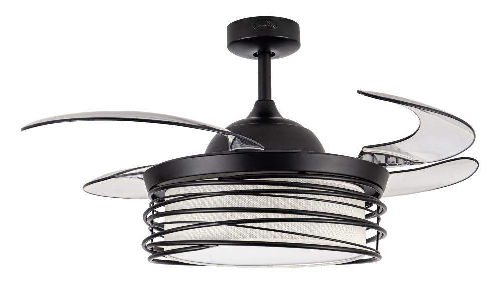 Fanaway Luna Black 48-inch Retractable Ceiling Fan with Smoke Blades