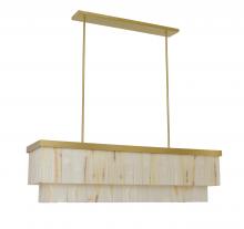 Beacon Lighting America 05024101 - Beacon Lighting Elora 7 Light Rectangle Pendant in Brass with Jade Stone