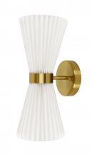 Beacon Lighting America 30913701 - Beacon Lighting Amore 2 Light Pleated Wall Bracket in Brass with White Linen Shade